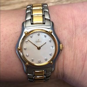 EBEL stainless and 18k gold watch with diamonds